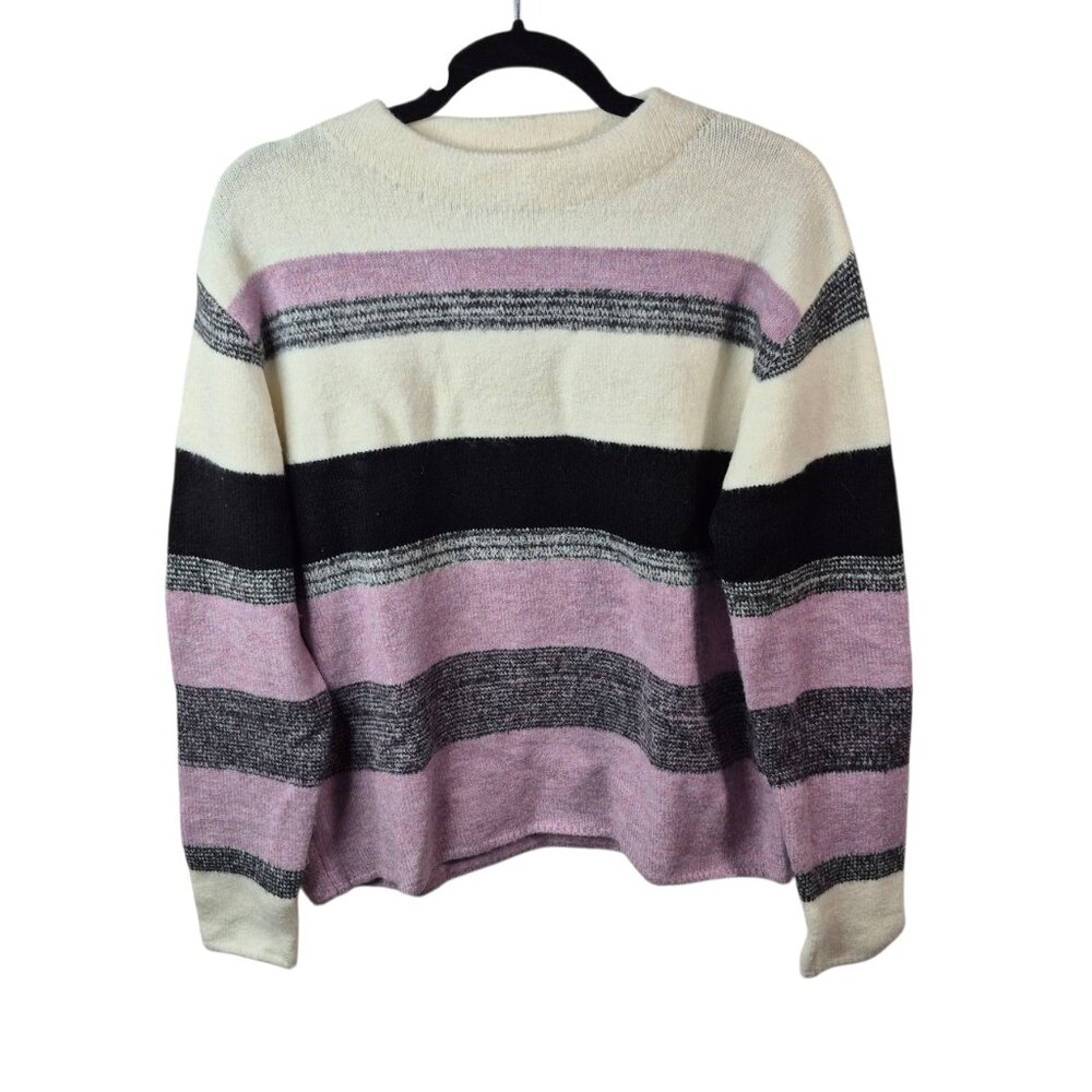 Rain Rose Sweater Womens S Purple Pullover Long Sleeve Stretch Knit Top Fuzzy